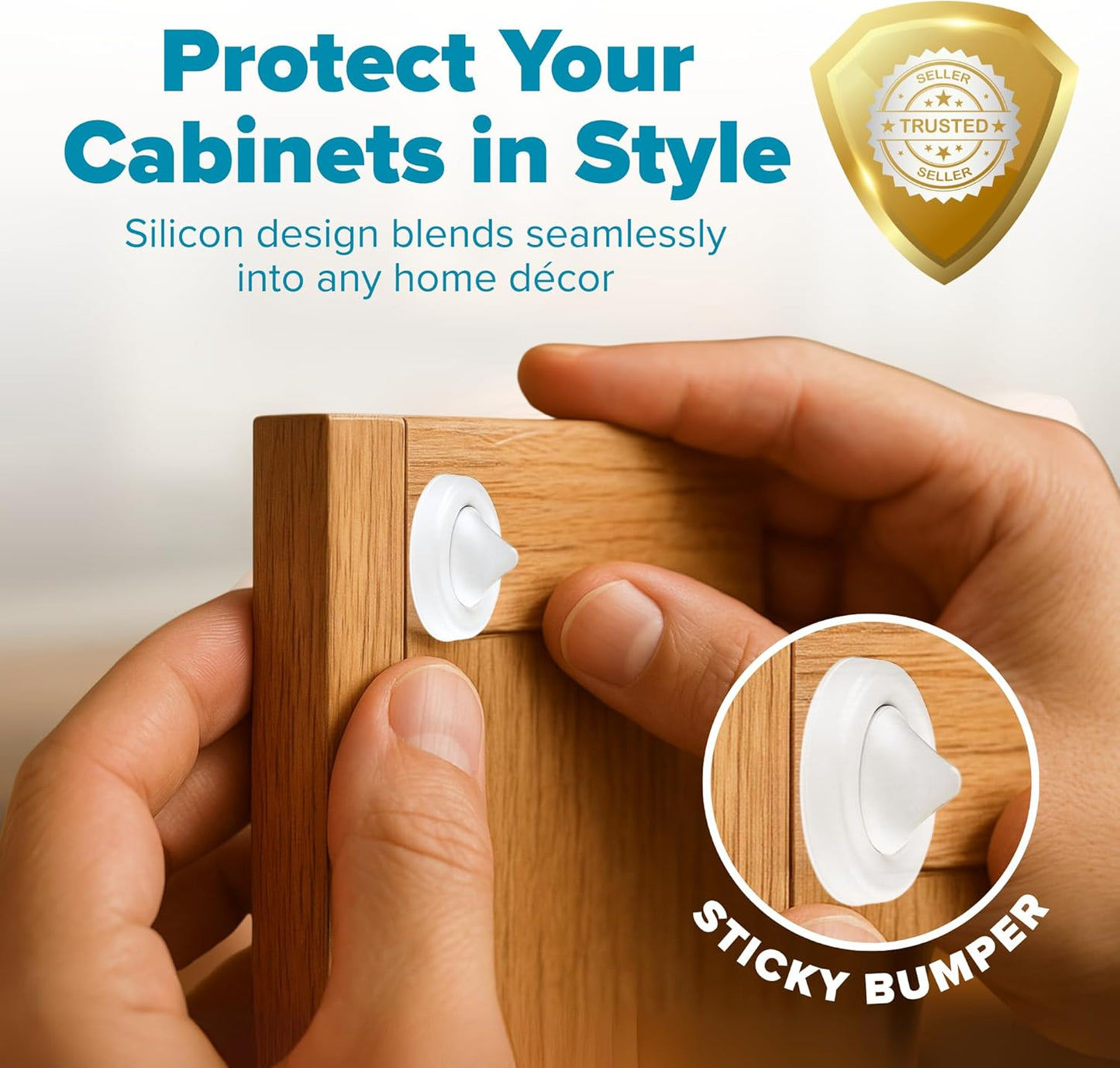 Strongest Home Cabinet Door Bumpers – 200 Pack White Rubber Bumpers Self-Adhesive for Cabinets, Drawers & Furniture – Soft Cabinet Stoppers for Quiet Close & Surface Protection – 0.5" x 0.2"