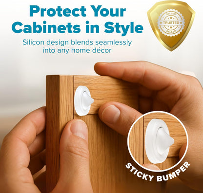 Strongest Home Cabinet Door Bumpers – 200 Pack White Rubber Bumpers Self-Adhesive for Cabinets, Drawers & Furniture – Soft Cabinet Stoppers for Quiet Close & Surface Protection – 0.5" x 0.2"