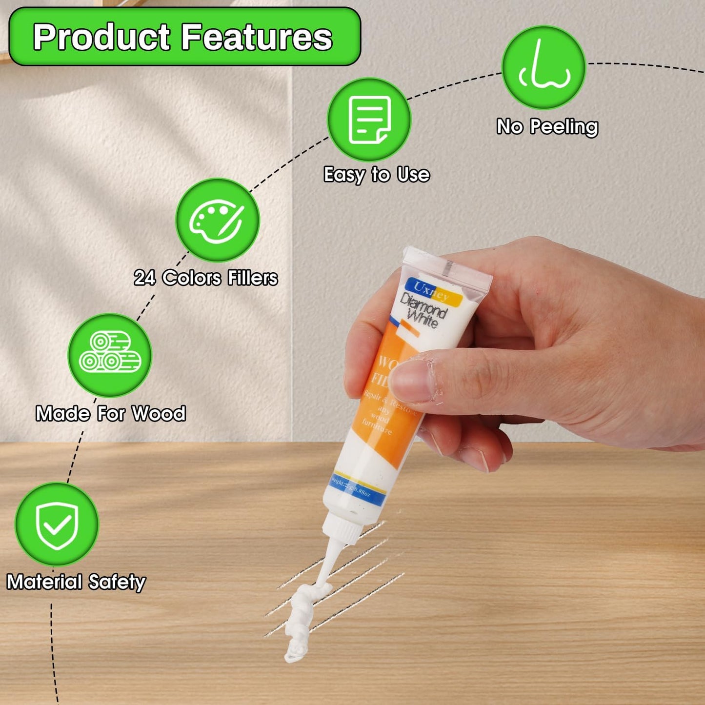 Wood Furniture Repair Kit,24 Colors Wood Fillers,Scratch Repair Covers & Removers for Repairing Scratches,Cracks,Dings and Holes in Cabinets, Cut Panels(Brown Series)