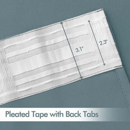 MIULEE Greyish Blue Back Tab Blackout Curtains 102 Inch Long 2 Panels Set for Bedroom, Rod Pocket/Pinch Pleated Thermal Insulated Living Room Darkening Light Blocking Floor to Ceiling Drapes