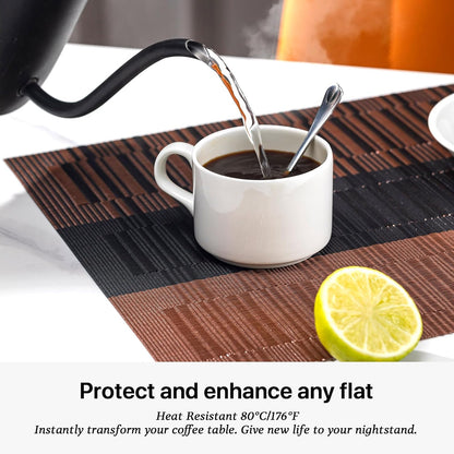 LEXMORE Placemats Set of 4 Vinyl/Plastic Woven Place Mats for Kitchen Table Indoor/Outdoor Washable Placemat Wipeable Dining Table Mats(Ombre Brown Black)