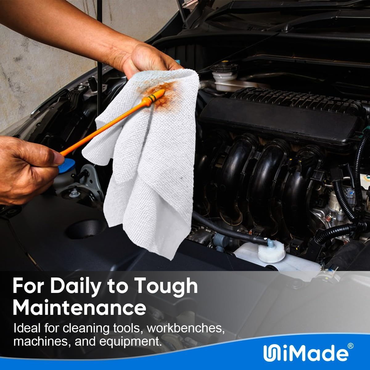 Shop Towels Rags, 150 Pack Reusable Shop Rags Bulk Microfiber Cleaning Cloth Lint Free Cleaning Towels for Car Kitchen Automotive Bar Mechanic Restaurant Garage, 11.5"x 11.5", White