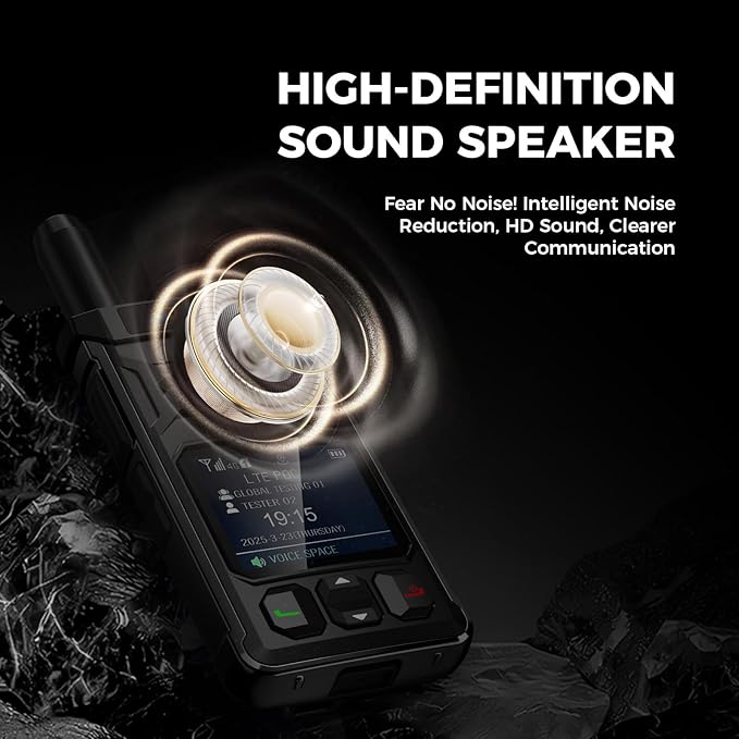 T6 Ultra-Slim Walkie Talkie with Unlimited Range Over 4G LTE, AES-256 Encrypted Two Way Radio, Noise Reduction, IP65, Type-C Charging, Lifetime Free Use