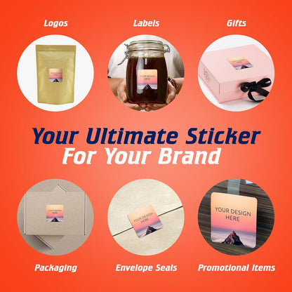 100 Custom Vinyl Stickers - Upload Your own Image, Text, Design, Logo - Personalized Logo Labels for Handmade, Packaging, Bottle, Jars, Candle, Brand Stickers (Mountain, 3x3 Square)