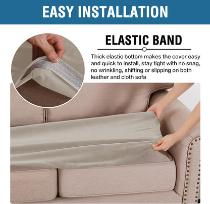 H.VERSAILTEX Velvet Stretch Individual Couch Cushion Cover Plush Slipcover for Loveseat Sofa Furniture Protector Seat Cover (1 Piece Loveseat Cushion Cover, Oatmeal)