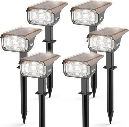 Solar Lights Outdoor Waterproof Landscape Lights, 40 LEDs Solar Spot Light Outdoor Spotlights with 3 Light Modes, USB & Solar Powered Garden Yard Wall Lights Auto On/Off for Patio 6 Pack