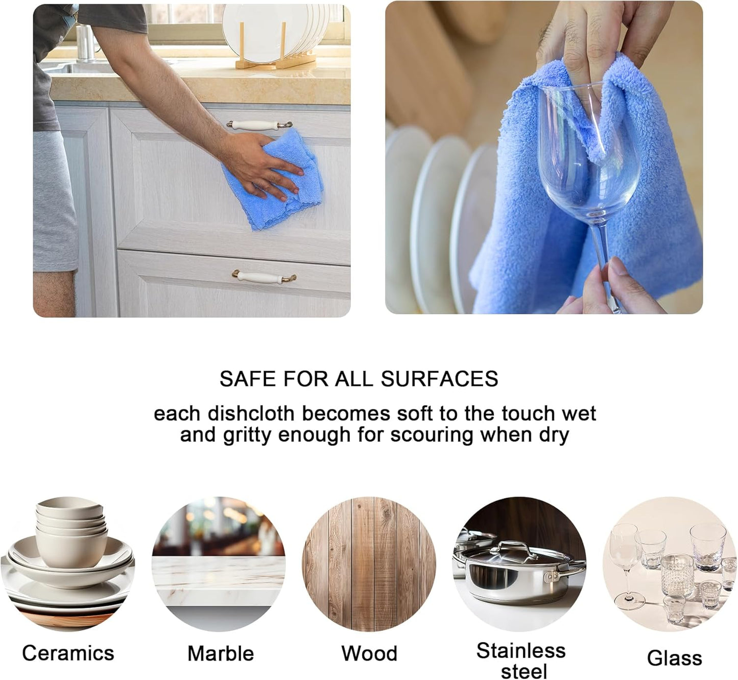 kimteny Kitchen Cloth Dish Towels, 13x28 Inches Premium Dishcloths, Super Absorbent Coral Velvet Microfiber Cleaning Cloths, Fast Drying Rags for Washing Dishes (13x28-8 Pack, Blue)