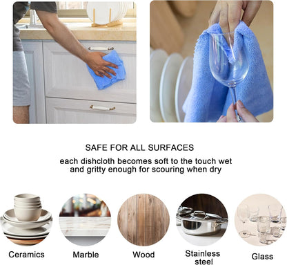 kimteny Kitchen Cloth Dish Towels, 13x28 Inches Premium Dishcloths, Super Absorbent Coral Velvet Microfiber Cleaning Cloths, Fast Drying Rags for Washing Dishes (13x28-8 Pack, Blue)