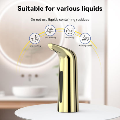 Automatic Soap Dispenser with Infrared Sensor - Adjustable 4-Level Touchless Hand Soap for Kitchen, Bathroom - Battery Operated Electric Dispenser, Durable Plastic, Smart Soap Holder