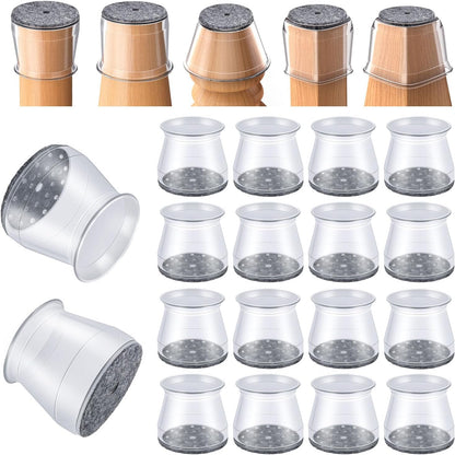 16 Pcs Chair Leg Protectors for Hardwood Floors, Silicone Felt Furniture Leg Cover Pad for Protecting Floors from Scratches and Noise, Smooth Moving,Large(Fit Round Diameter：1-5/16" to 2")