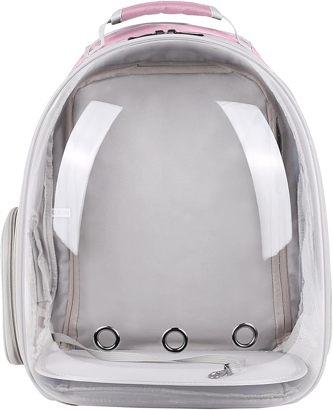 Square Back Extension Pet Backpack Carrier for Cat and Small Puppy up to 12 Pounds, Clear Space Capsule Astronaut Transparent Bubble Window Backpack to Carry and Transport Cat to Vet and Traveling