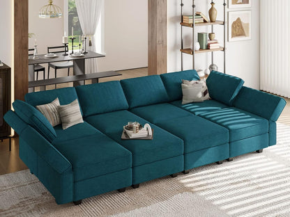 Belffin Modular Sectional Sleeper Sofa Bed Convertible Sectional Couches for Living Room. Peacock Blue Couch