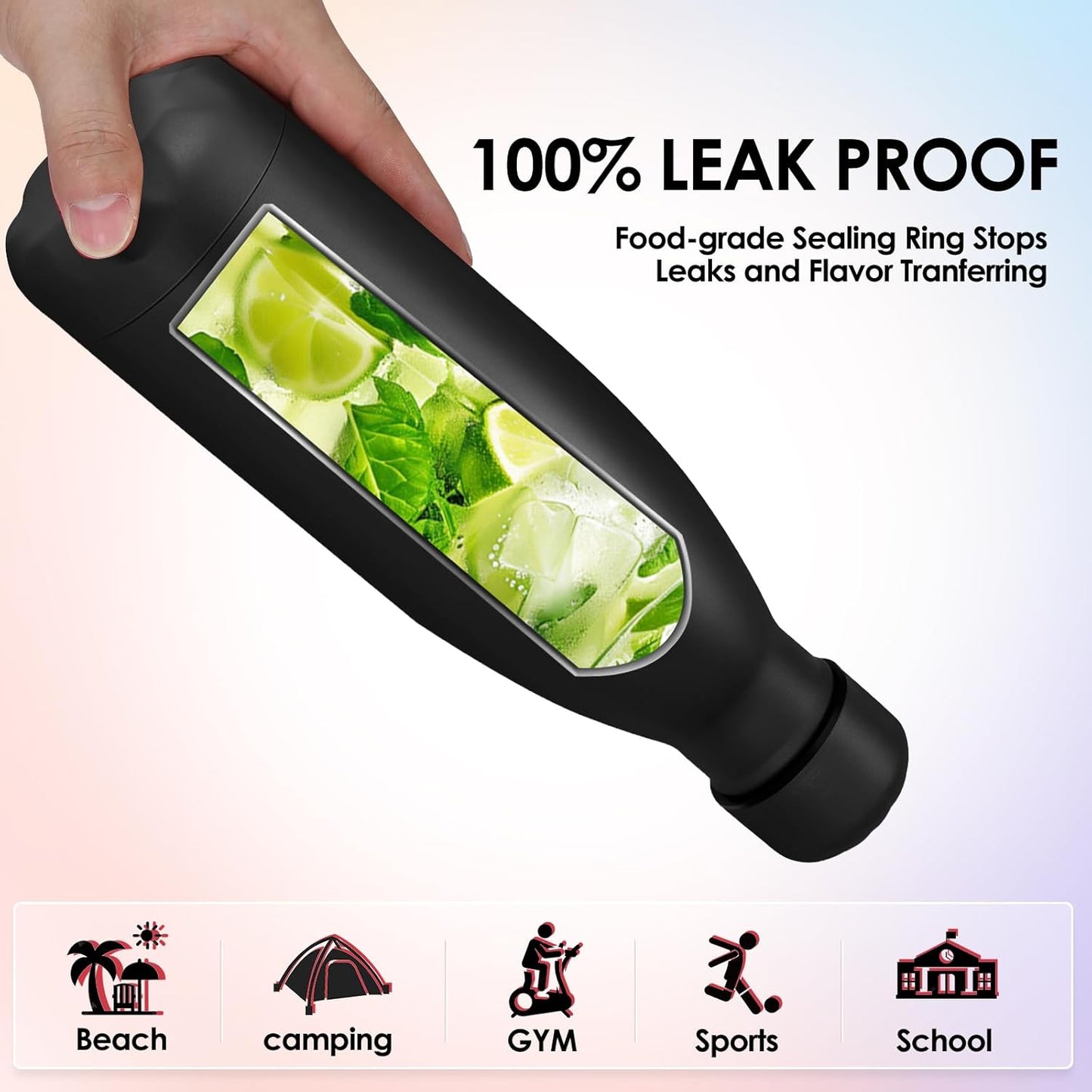 25oz Cola-Bottle Shaped Stainless Steel Leak-proof Water Bottle,Double Wall Vacuum Insulated Metal,Travel Mug For Sports Indoors & Outdoors,BPA-Free Kids Flasks,Assorted(2 Pack)