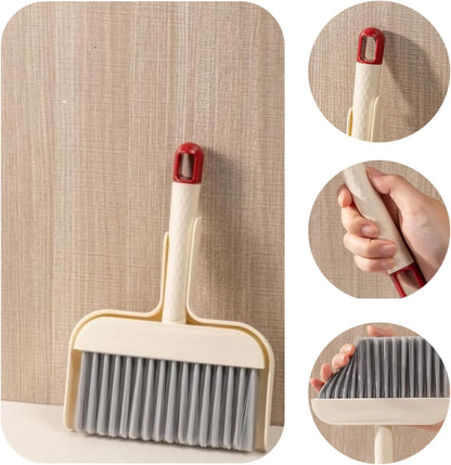 Mini Broom and Dustpan Set - Compact Cleaning Kit for Home, Car, Camping, Pet Hair, Small Spaces & Travel | Durable Hand Broom Dustpan Combo | Portable Desk Broom Set with Brush and Hook