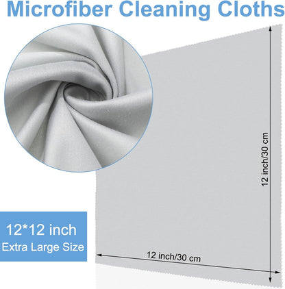 Frienda 12 Pack Large Microfiber Glass Cleaning Cloths 12 x 12 Inch Oversized Eyeglass Sunglasses Cleaning Cloths for Electronics Glasses Screens and Lenses(6 Colors)