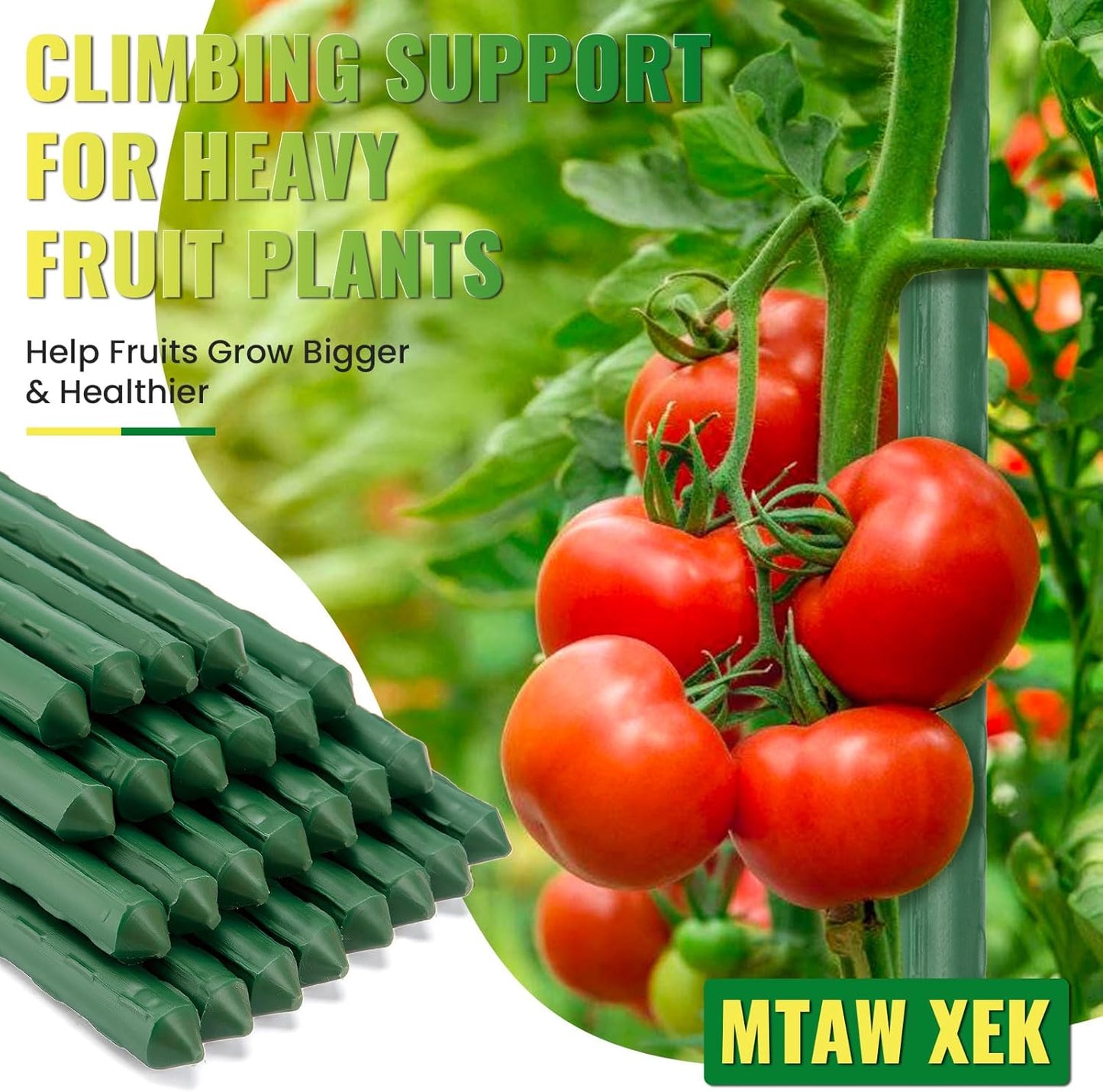 Premium Garden Stakes 58 Inch 5ft 25 Pack, Heavy Duty Tomato Plant Stakes for Outdoor Plants, Rust Resistant Metal Garden Poles and Sticks for Vegetables, Flowers, and Climbing Plants (green, 58 Inch)