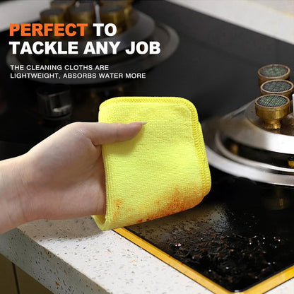 KinHwa Kitchen Washcloths for Dishes Absorbent Microfiber Dish Cloths Quick Dry Dish Rags with Poly Scour Scrub Side Ideal for Kitchen Cleaning (Mixing Colors #1, 7inch 12 Pack no net)