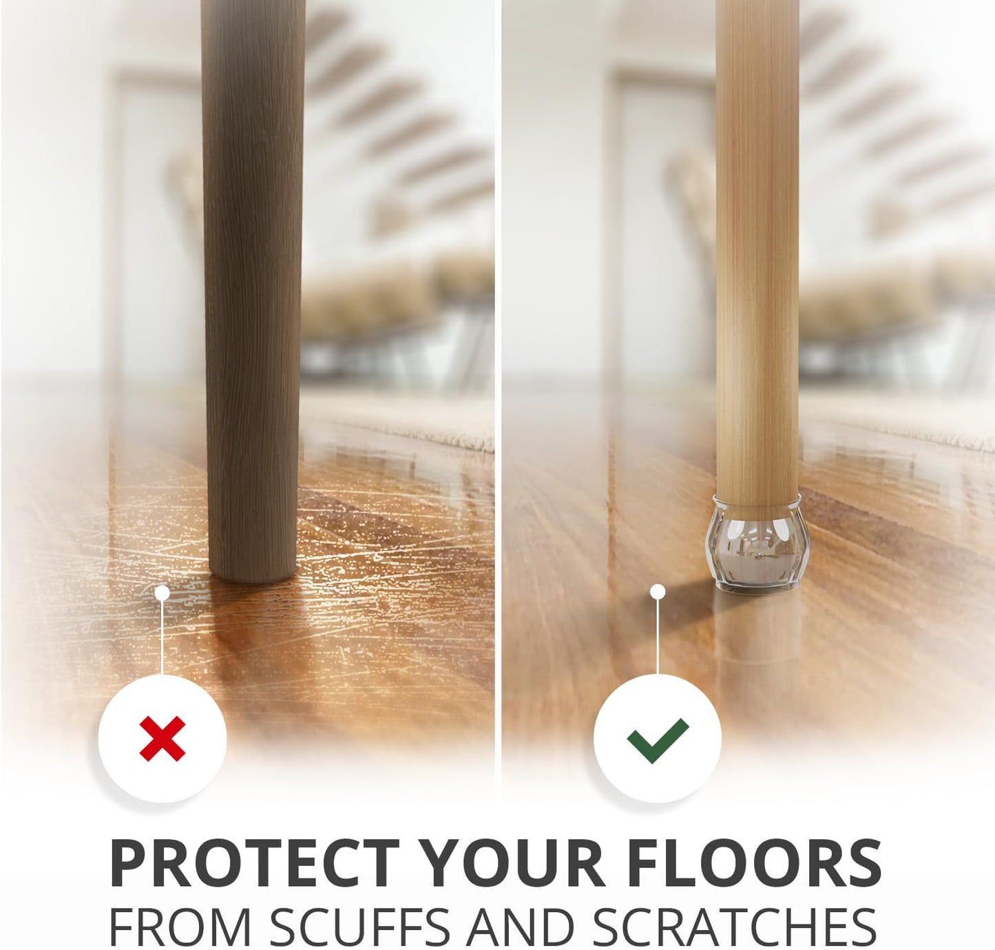 X-Protector Silicone Chair Leg Floor Protectors with Non-Slip Bottom - 16 PCS - Anti-Slip Chair Leg Covers - Non-Skid Furniture Leg Caps - Furniture Pads for 1.4-1.8" Round & 1.1-1.4" Square Legs!