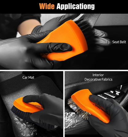 YeewayVeh 2PCS Leather Cleaning Brush, Horse Hair Brush for Car Leather Seat, Fabric, Shoes and Furniture, Soft Detailing Brush for Carpets, Seat Belts and Car Interior