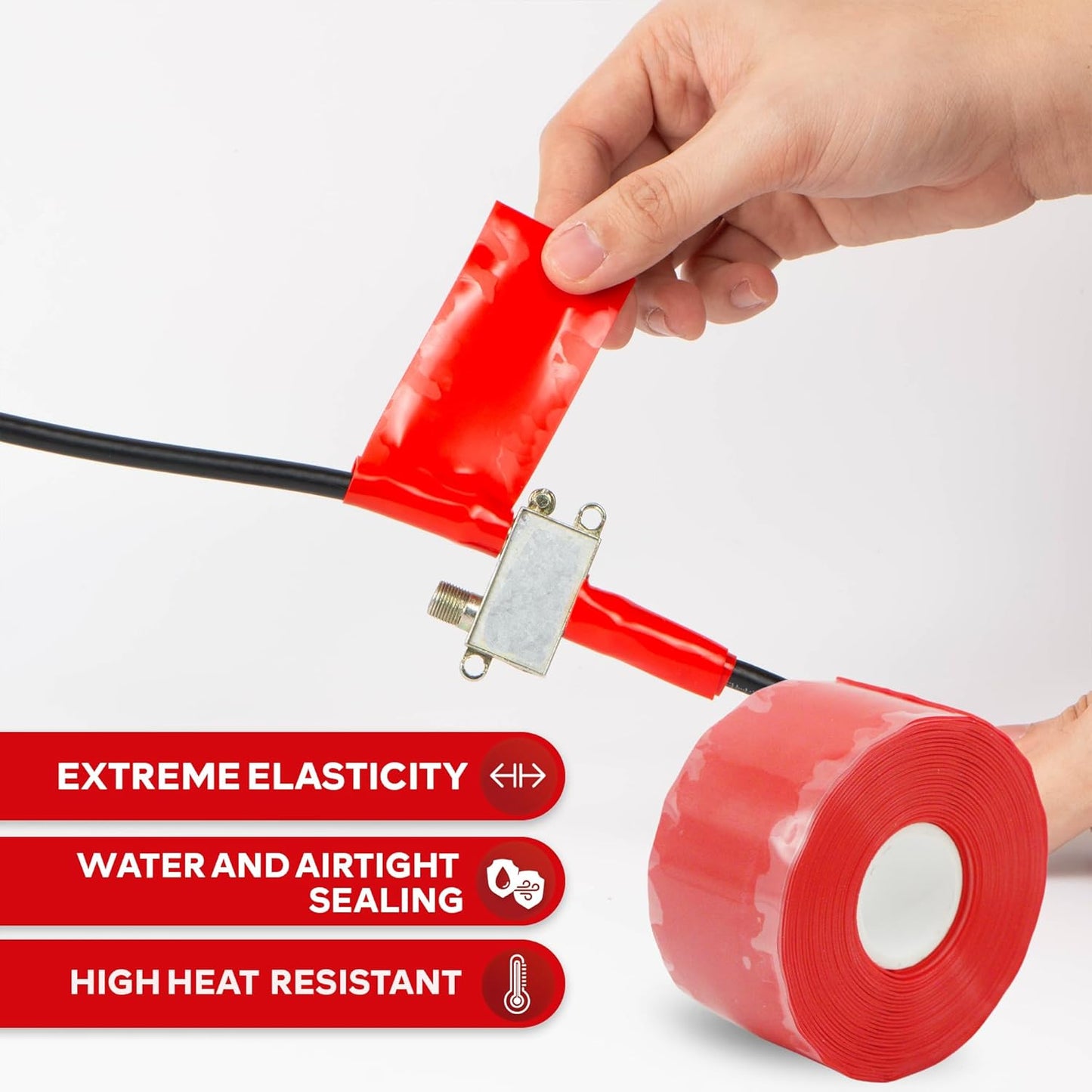 XFasten Self-fusing Silicone Tape Pro, Red, 1.5-Inch x 15-Feet, 30mils Extreme Stretch and Seal Plumbing Tape for Leaky Pipes, Tool Grip, Electrical Wires, PVC Pipe Leak Repair, Non-Reactive