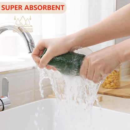 Homaxy 100% Cotton Waffle Weave Kitchen Dish Towels, Ultra Soft Absorbent Quick Drying Cleaning Towel, 13 x 28 Inches, 6-Pack, Grass Green