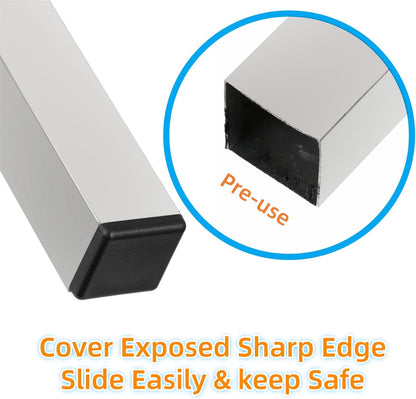 Furnigear Plastic Plugs Tubing End Cap Chair End Caps Outside Bottom Tubing Caps Square Furniture Sliders Glides Black (40, Fit 0.72-0.81" Square Tube Inner Size)