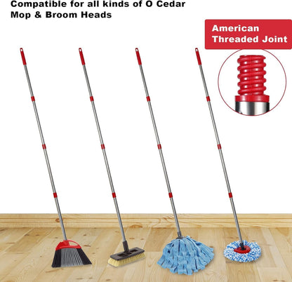 Spin Mop Replacement Handle - 4 Section Mop or Broom Handle/Stick Compatible with O Cedar Spin Mop Refills and Brooms, 30" to 59", Germany Screw Joint (Mop Head Not Included)