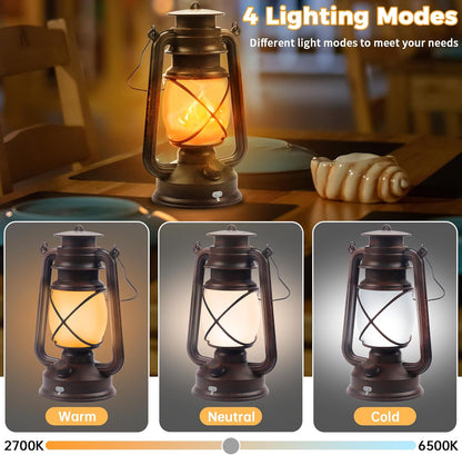 2 Pack Bronze Vintage 4 Modes Light LED Lanterns，Rechargeable Dancing Flame Lanterns Decorative Outdoor&Indoor, Remote Control Waterproof Hanging Lights for Camping,Patio Garden Pathway