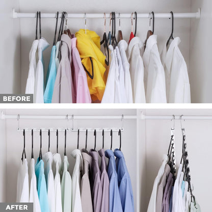 HOUSE DAY 10.5 Inch Closet Space Saving Wardrobe Clothing Magic Hangers Oragnizer Heavy Chrome Hangers, Updated Hook Design Pack of 8