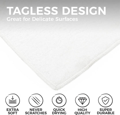 The Rag Company - All-Purpose Microfiber Terry Cleaning Towels - Commercial Grade, Highly Absorbent, Lint-Free, Streak-Free, Kitchens, Bathrooms, Offices, 300gsm, 12in x 12in, White (12-Pack)