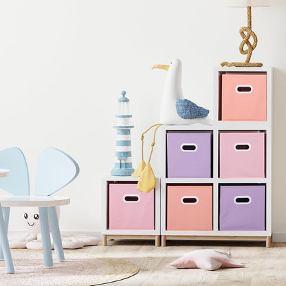 Stero Fabric Storage Cubes Bins, 13 inch Fun Colored Foldable Storage Baskets with Dual Plastic Handle for Home, Kids Room, Closet and Toys Organization, Multi Colored, Set of 6