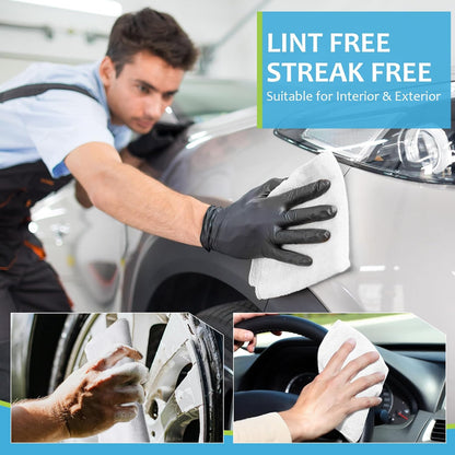 Nuenen Microfiber Cleaning Cloths for Cars 16 x 16 Inch Ultra Absorbent Car Towels Drying Reusable Cleaning Supplies House Kitchen Window Microfiber Towel(White,60 Pcs)