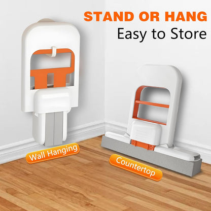 Mini Foldable Desktop Mop – Portable Sponge Mop for Small Spaces, Hand Mop for Bathroom, Kitchen, Countertops & Tile – Wet/Dry Use with Deep Grooves & Replaceable Head