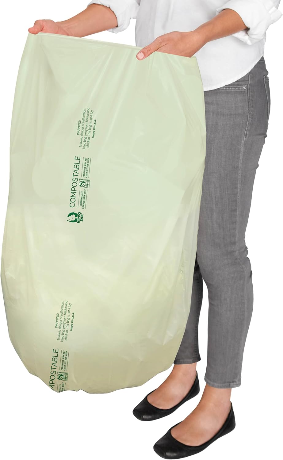 Hippo Sak - 13 Gallon Tall Kitchen Compostable Bags - Leak Proof Bags (50 Count)