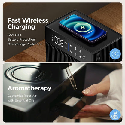 CleanForce Cube | 4-in-1 Desk Organizer with Air Purifier, Wireless Charger, Bluetooth Speaker & Cordless Diffuser | for Home Office, Bedroom | FCC Certified | Quiet & Space Saving