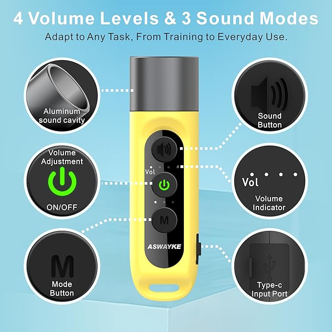 Electronic Whistle Highest IPX5 Maximum Sound 125db Battery 1000mAh Blue for Coaches Teacher, Sports Whistle