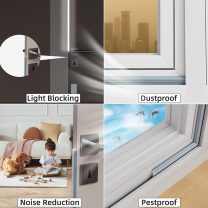 3 Pack*16.4 Ft Weather Stripping Seal Strip for Doors,Soundproofing Window Insulation Draft Stopper for Winter, Selfadhesive Foam Weather Strip for Door Frame,Door Gap Filler Noise Blocker(Gray)