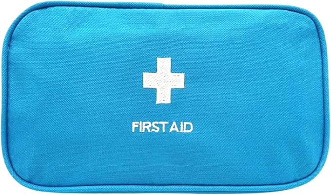 Red First Aid Bag Empty Travel Rescue Pouch First Responder Storage Medicine Emergency Bag for Car Home Office Kitchen Sport Outdoors (Blue with Handle)