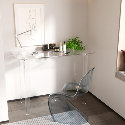 Acrylic Desk, Modern Study Table for HomeOffice-Extended Surface Multi-Purpose Console & EntrywayTable, Sturdy Lightweight Design (42.5-inch, Transparent)