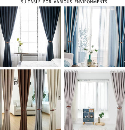 2 PCS Magnetic Curtain Tiebacks, European Style Convenient Drape Tie Backs Holdbacks for Thin or Thick Home & Office Window Draperies, No Tools Required（Light Coffee