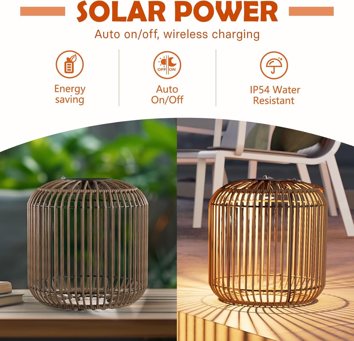 Solar Yard 2-Pack Outdoor Solar Lamp, Water-Resistant Lights for Outside Hanging Lantern Table Lamp Lights Decoration for Garden, Yard, Patio, Porch, Trees, Pathway, Black and Natural