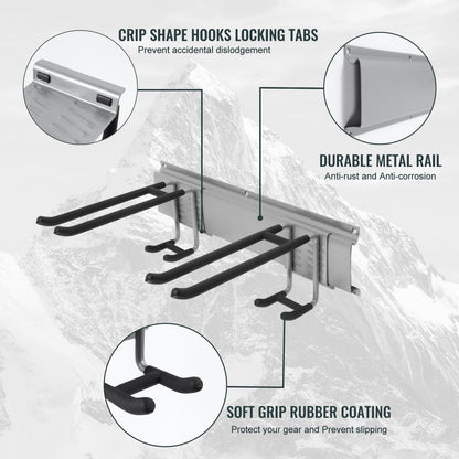 Wall Mount Tool Storage Rack, Garage Organization, Heavy Duty Garage Storage Tool Organizer, Garden Tool Wall Hooks and Hangers, Hold Up to 350lbs Grey