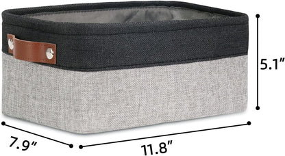 DULLEMELO Small Collapsible Fabric Basket for Organizing, Shelves, Closets, Laundry, Nursery, Decorative Gift Basket (Black&Gray)