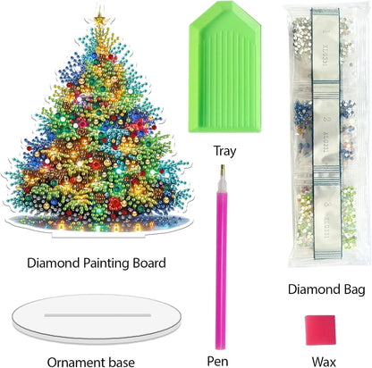 Diamond Art Kit for Adult Christmas, 5D Diamond Art Painting, Double Sided Decorative Special-Shaped Rhinestone Desktop Ornaments, DIY Acrylic Ornaments (Christmas Tree)