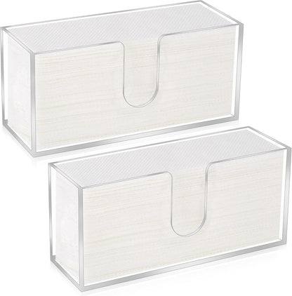 2Pcs Acrylic Paper Towel Dispenser, Paper Towel Holder Countertop Clear Multi Trifold Napkin Holder, Suitable for Z-fold, C-fold or MultiFold Paper Towels for Bathroom, Toilet, Kitchen
