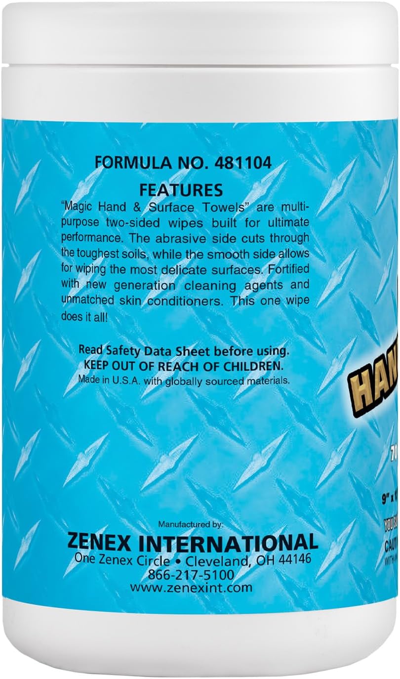Magic Heavy Duty Cleaning Wipes - Dual Sided Hand & Surface Shop Towels | Professional-grade Cleaning | Waterless | Moisturizing | Cleans Grease, Oil, Dirt, & more (6 Pack | 420 Sheets Total)