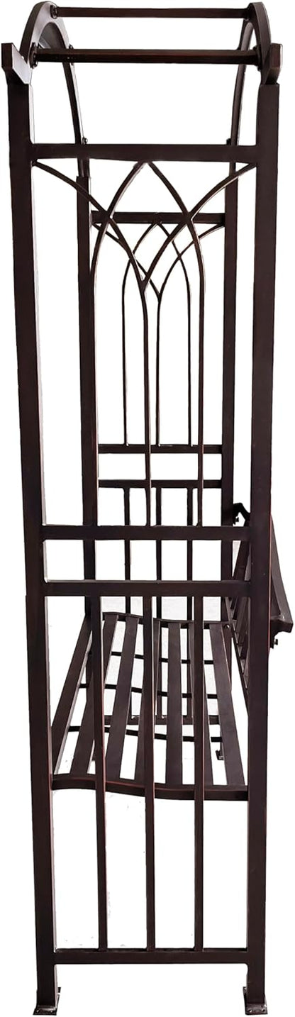 Bronze Aluminum Garden Arbor Arch with 2-Seater Bench