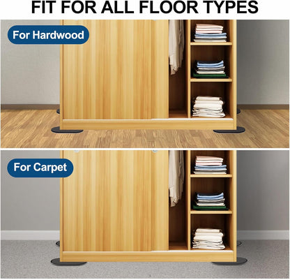 Reusable Large Furniture Sliders for Carpet, Furniture Movers Sliders, Carpet Movers Oval Heavy Duty Sofa Bed Table Desk Movers for Carpet –Quickly and Easily Move Any Item, Black (8 Pack)