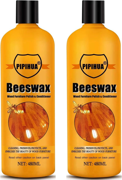 PIPIHUA Beeswax Polish and Conditioner for Wood Furniture - Waterproof & Restorer Wood Wax, Multipurpose Beeswax Furniture Polish and Cleaner for All Types and Colours 16.23 Fl Oz, 2 Pack