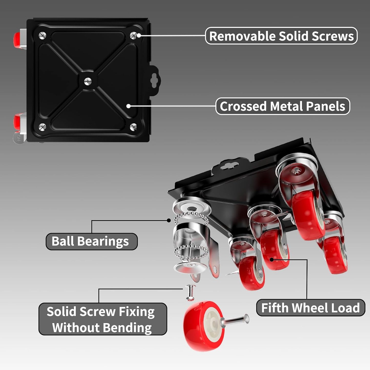 MYUEA【Upgrade Large】 Furniture Dolly,Furniture Movers with 5 Wheels,Carbon Steel Panel Heavy Duty Dolly,Furniture Lifter with 5 360° Rotatable Rubber Universal Wheels,Maximum Load 3747 LBS(Oversize)